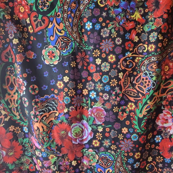 New York & Company Vintage Inspired Mixed Print Bell Sleeve Mini Dress - Picture 3 of 7